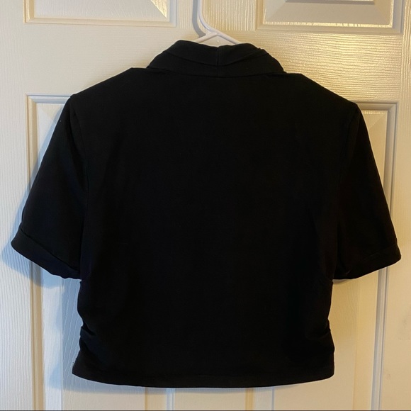 Black Crop Shrug Rouched Sides - Picture 3 of 3